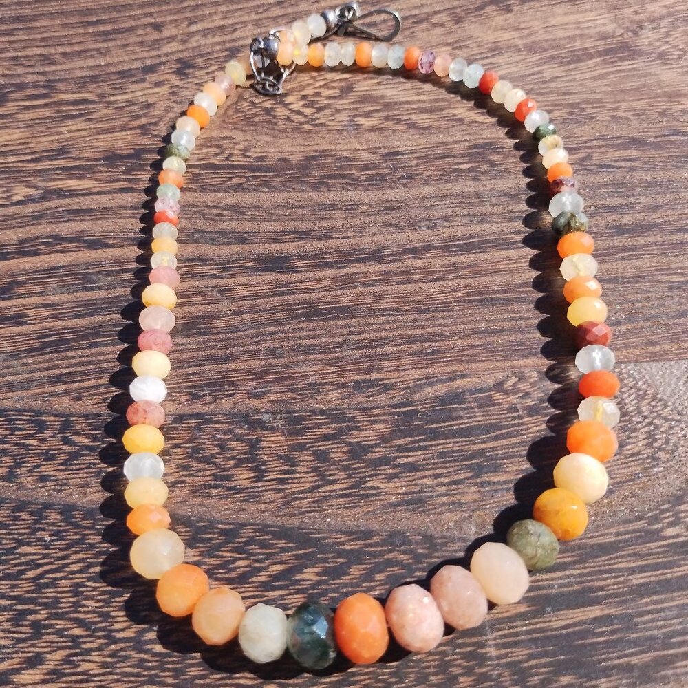 Jay King DTR mine finds natural stone faceted Necklace 925 Sterling Silver